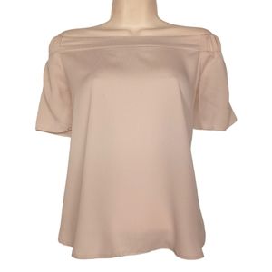 BE COOL Blush Cream Pink Off The Shoulder Short Sleeve Top Large NWT